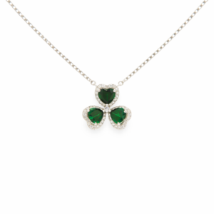 18K WHITE GOLD EMERALD AND DIAMOND NECKLACE