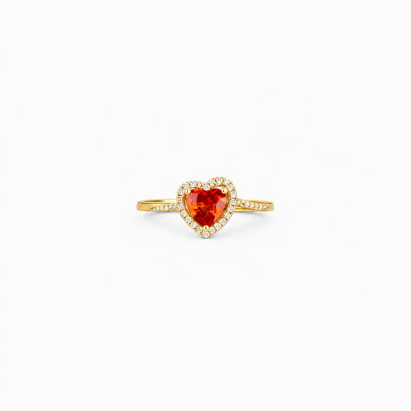 HEART RING 1 18K YELLOW GOLD SAPPHIRE AND DIAMOND RING
