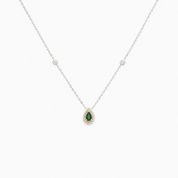 18K WHITE AND YELLOW GOLD GREEN TOPAZ DIAMOND NECKLACE