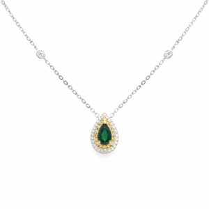 18K WHITE AND YELLOW GOLD GREEN TOPAZ DIAMOND NECKLACE