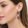 18K WHITE AND YELLOW GOLD RUBY AND DIAMOND EARRING