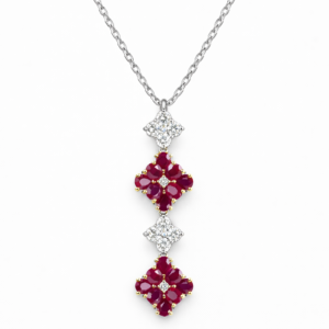 18K WHITE AND YELLOW GOLD RUBY AND DIAMOND NECKLACE