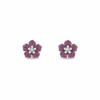 18K WHITE AND ROSE GOLD RUBY AND DIAMOND EARRING