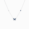 18K WHITE GOLD SAPPHIRE AND DIA NECKLACE