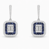 18K WHITE GOLD BLUE SPPHIRE AND DIAMOND EARRING