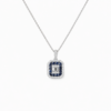 18K WHITE GOLD BLUE SPPHIRE AND DIAMOND NECKLACE