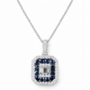 18K WHITE GOLD BLUE SPPHIRE AND DIAMOND NECKLACE