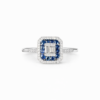 18K WHITE GOLD BLUE SPPHIRE AND DIAMOND RING