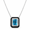 18K WHITE GOLD BLUE TOPAZ AND BLACK AGATE DIAMOND NECKLACE