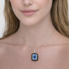 18K WHITE GOLD BLUE TOPAZ AND BLACK AGATE DIAMOND NECKLACE