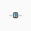 18K WHITE GOLD BLUE TOPAZ AND BLACK AGATE DIAMOND RING
