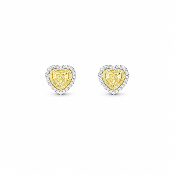 YELLOW HEART EARRING 1 18K WHITE AND YELLOW GOLD FANCY DIAMOND EARRING