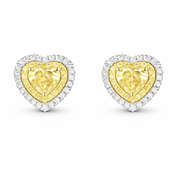 18K WHITE AND YELLOW GOLD FANCY DIAMOND EARRING
