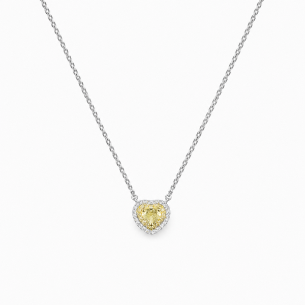 YELLOW HEART NECKLACE 1 18K WHITE AND YELLOW GOLD FANCY DIAMOND NECKLACE