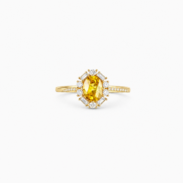 YELLOW ROUND RING 1 18K YELLOW GOLD SAPPHIRE DIAMOND RING