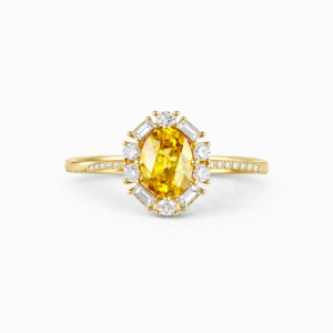 18K YELLOW GOLD SAPPHIRE DIAMOND RING