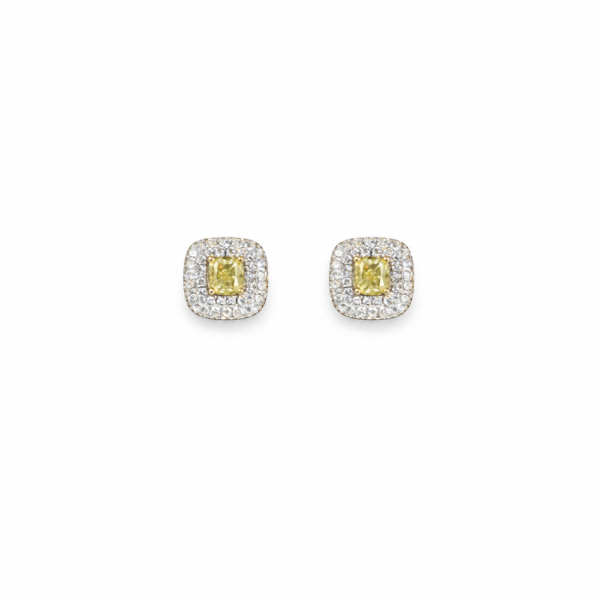 18K WHITE AND YELLOW GOLD FANCY DIAMOND EARRING