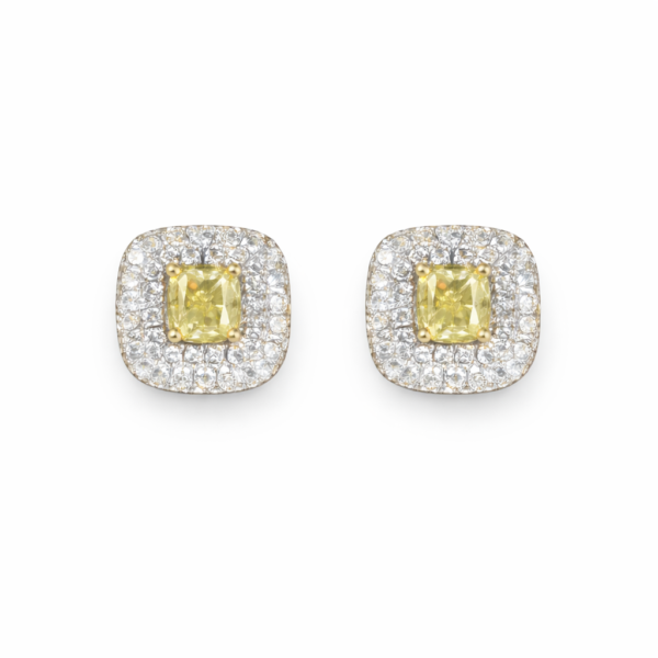 18K WHITE AND YELLOW GOLD FANCY DIAMOND EARRING