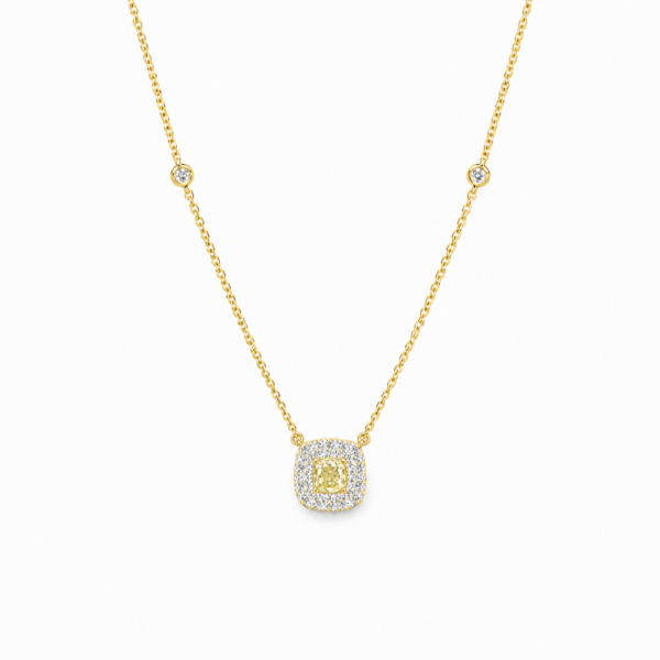 YELLOW SQUARE NECKLACE 1 18K WHITE AND YELLOW GOLD FANCY DIAMOND EARRING