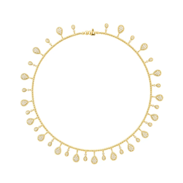 18K YELLOW GOLD 35 MOTIF DIAMOND CHOKER NECKLACE