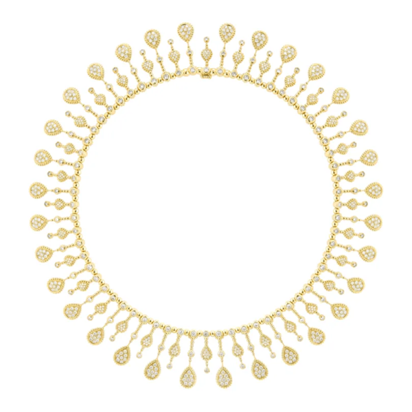 18K YELLOW GOLD MULTI MOTIF DIAMOND CHOKER NECKLACE