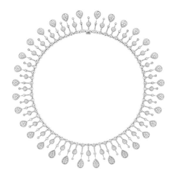 18K WHITE GOLD MULTI MOTIF DIAMOND CHOKER NECKLACE