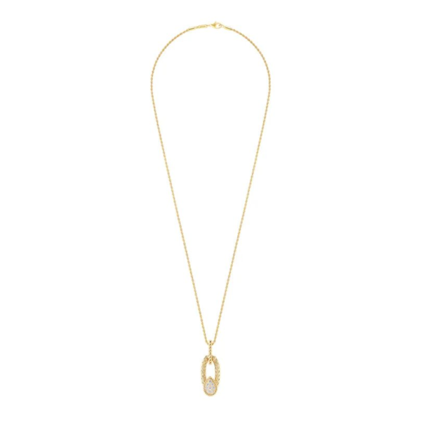 18K YELLOW GOLD S MOTIF VINTAGE DIAMOND NECKLACE