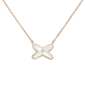 18K ROSE GOLD MOTHER OF PEARL AND DIAMOND NECKLACE
