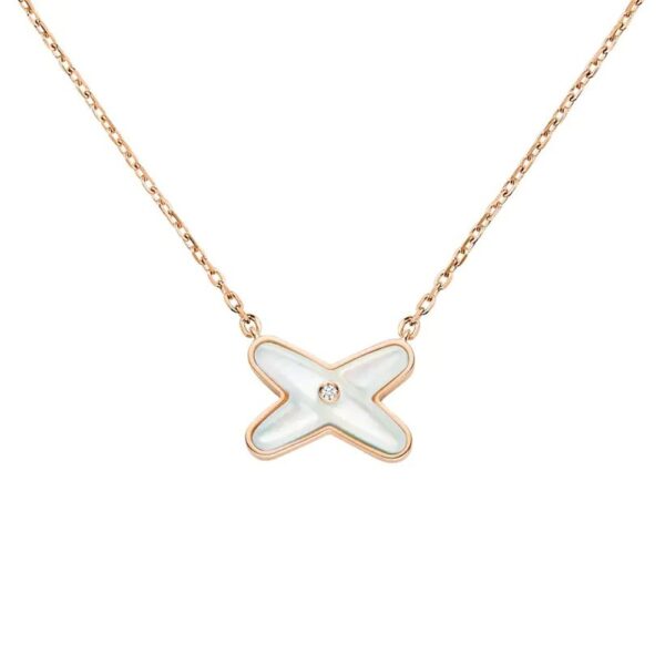18K ROSE GOLD MOTHER OF PEARL AND DIAMOND NECKLACE