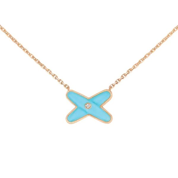 18K ROSE GOLD TURQUOISE AND DIAMOND NECKLACE