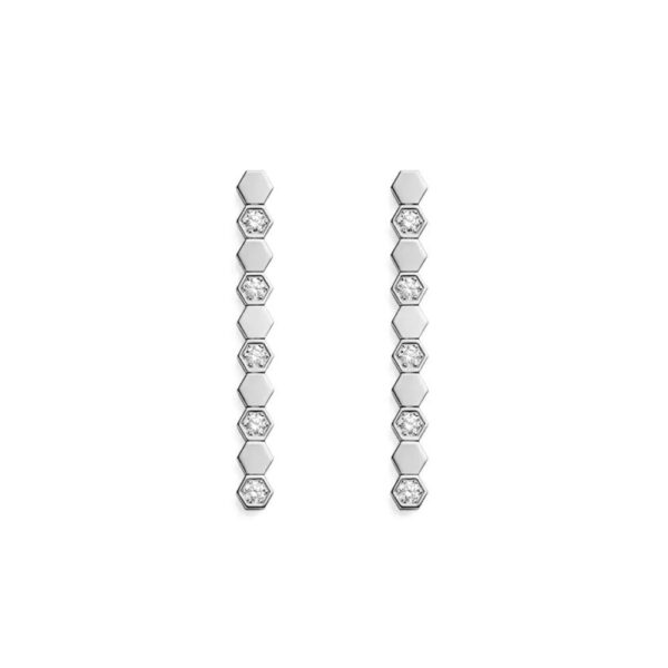 18K WHITE GOLD DIAMOND LONG EARRING