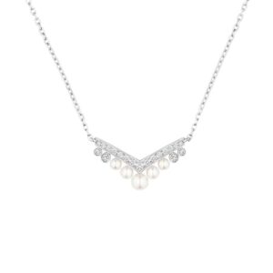 18K WHITE GOLD PEARL AND DIAMOND NECKLACE