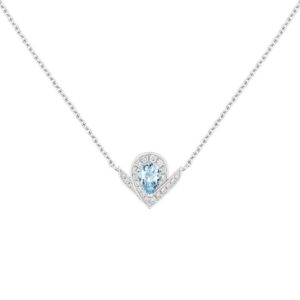 18K WHITE GOLD AQUAMARINE AND DIAMOND NECKLACE