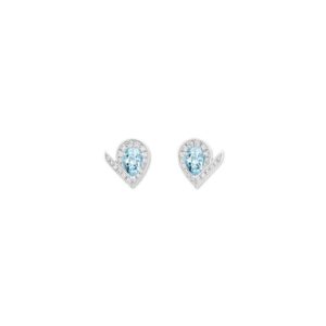 18K WHITE GOLD AQUAMARINE AND DIAMOND EARRING