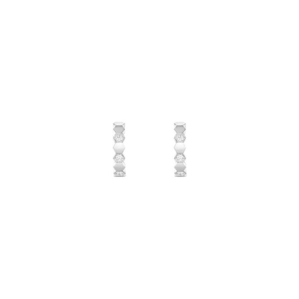 18K WHITE GOLD DIAMOND SMALL HOOP EARRING