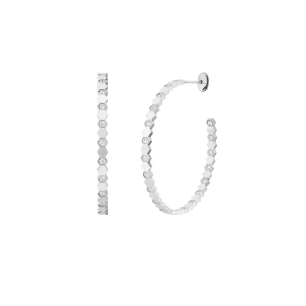 18K ROSE GOLD LARGE DIAMOND HOOP EARRING