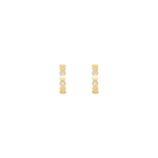 18K YELLOW GOLD DIAMOND SMALL HOOP EARRING