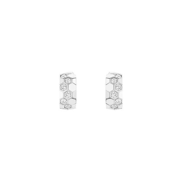 18K WHITE GOLD HOOP THICK EARRING