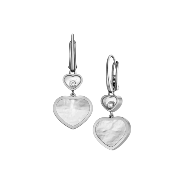 18K WHITE GOLD MOTHER OF PEARL AND DIAMOND EARRING