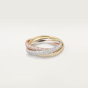 10 18K ROSE, WHITE AND YELLOW GOLD SMALL PAVE DIAMOND RING