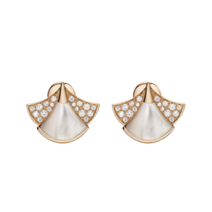 18K ROSE GOLD MOTHER OF PEARL AND DIAMOND EARRING