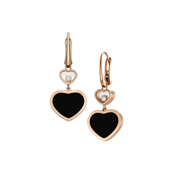 18K ROSE GOLD ONYX AND DIAMOND EARRING