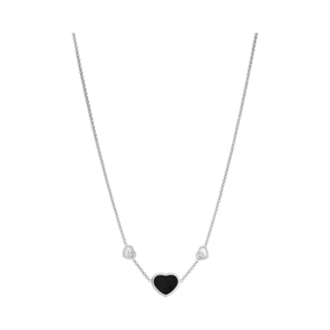18K WHITE GOLD ONYX AND DIAMOND NECKLACE