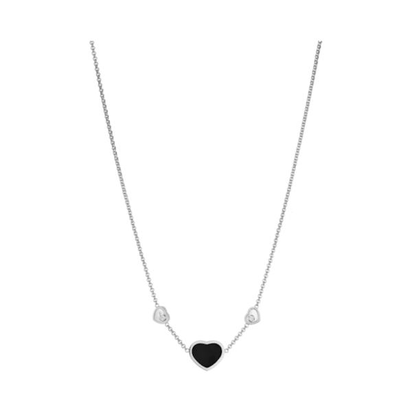 18K WHITE GOLD ONYX AND DIAMOND NECKLACE