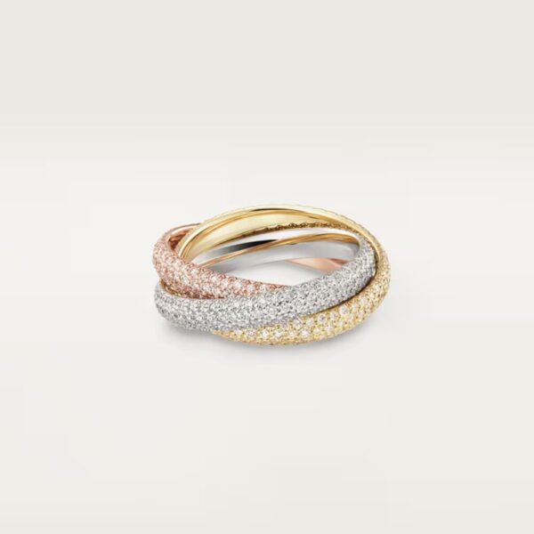 18K ROSE, WHITE AND YELLOW GOLD CLASSIC PAVE DIAMOND RING