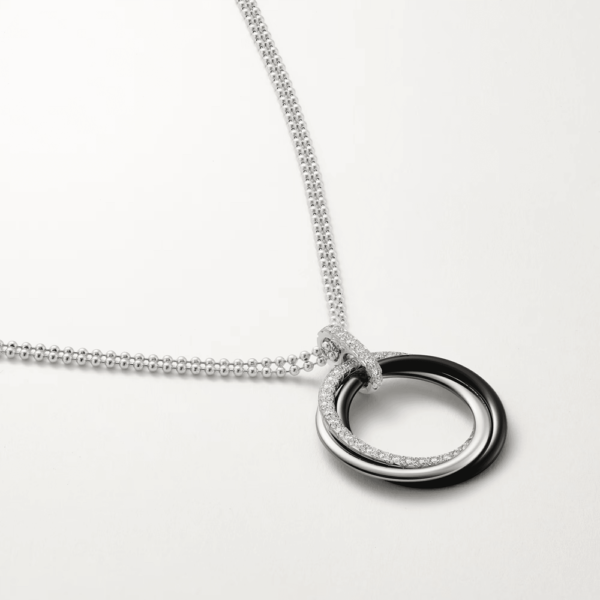 18K WHITE GOLD CERAMIC AND DIAMOND NECKLACE