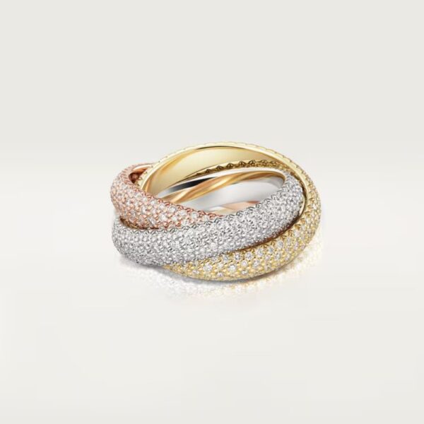 18K ROSE, WHITE AND YELLOW GOLD LARGE PAVE DIAMOND RING