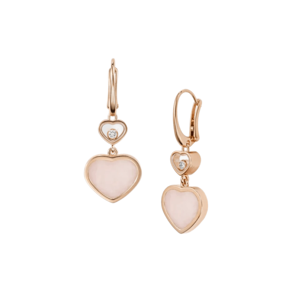 18K ROSE GOLD PINK OPAL AND DIAMOND EARRING