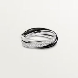 14 18K WHITE GOLD CERAMIC AND DIAMOND SMALL RING