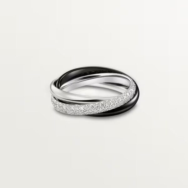 18K WHITE GOLD CERAMIC AND DIAMOND SMALL RING
